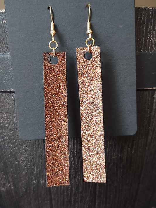 Bar Earrings - Caramel Glitter