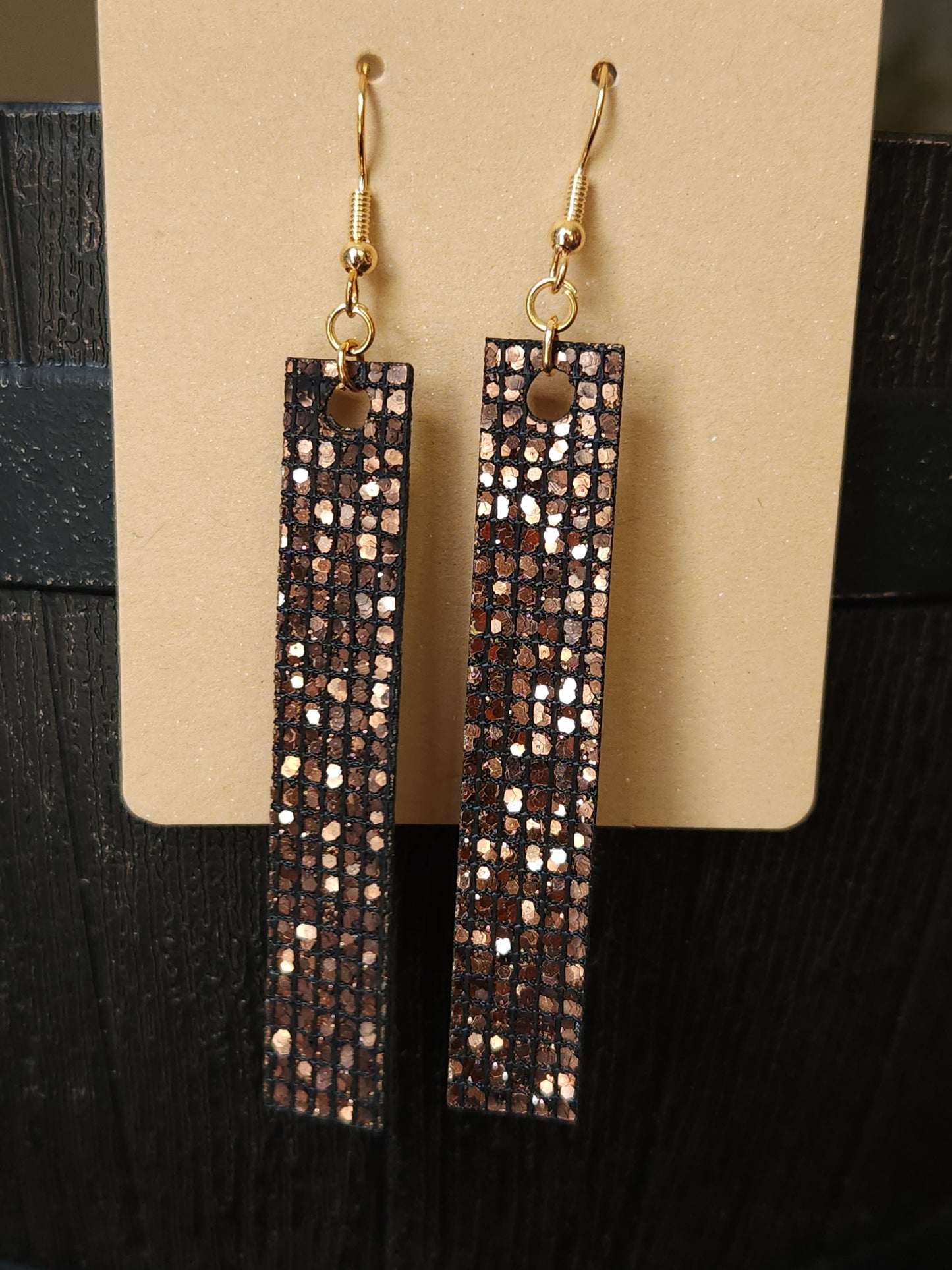 Bar Earrings - Chocolate Glitter