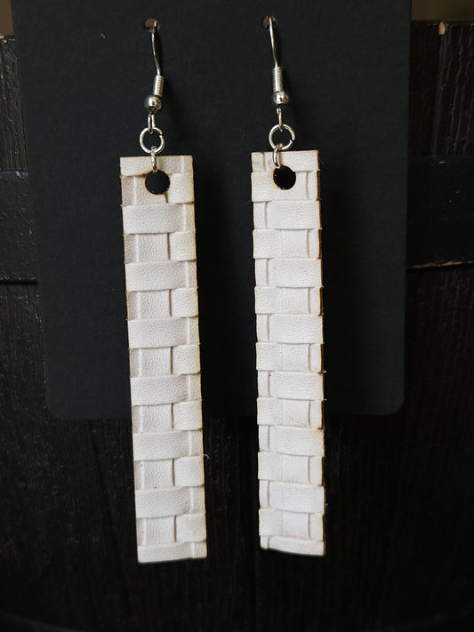 Bar Earrings - Cream Basketweave