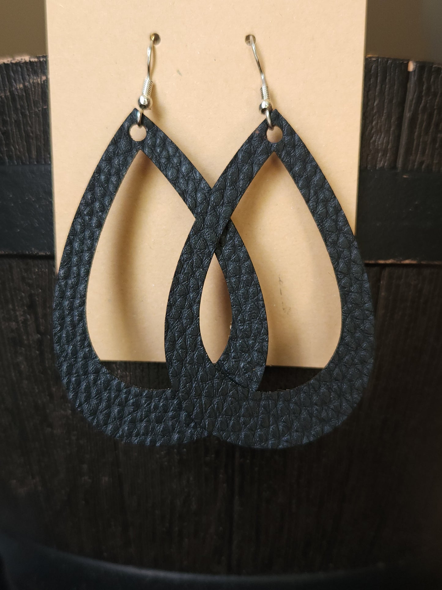 Hollow Teardrop Earrings - Black