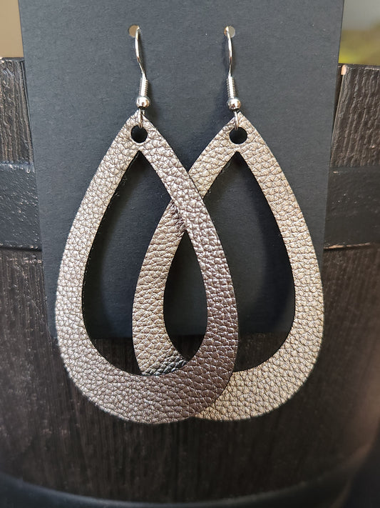 Hollow Teardrop Earrings - Gray