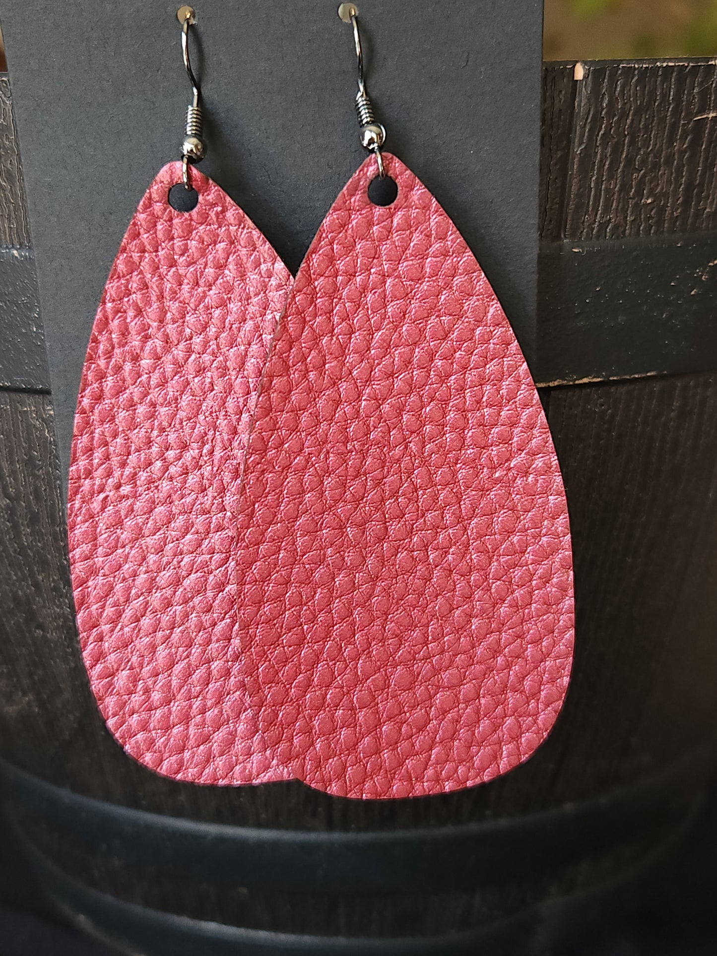 Large Drop Earrings - Burgundy