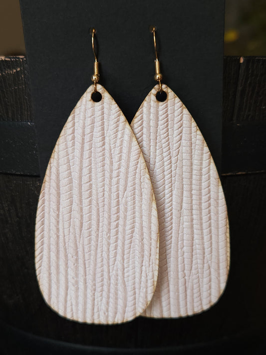 Large Drop Earrings - Cream Textured