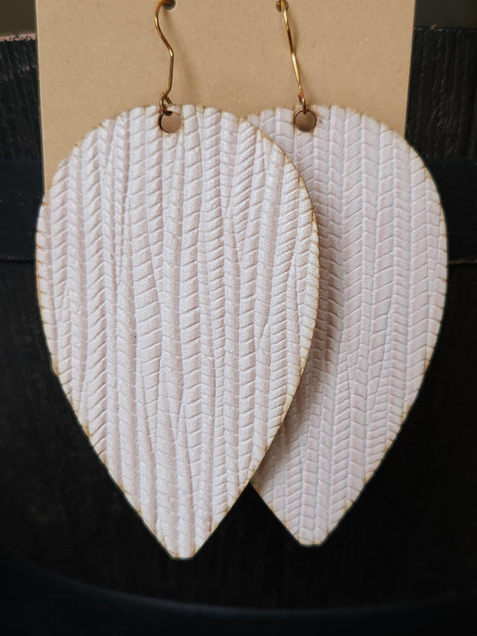 Reverse Teardrop Earrings - Cream Textured