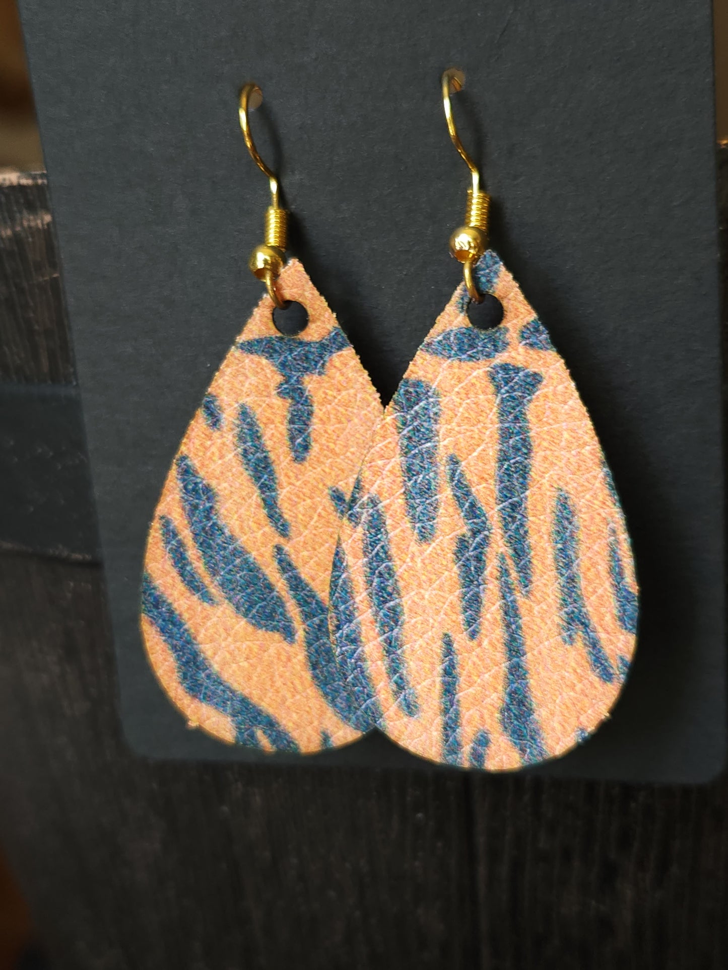 Small Teardrop Earrings - Tiger